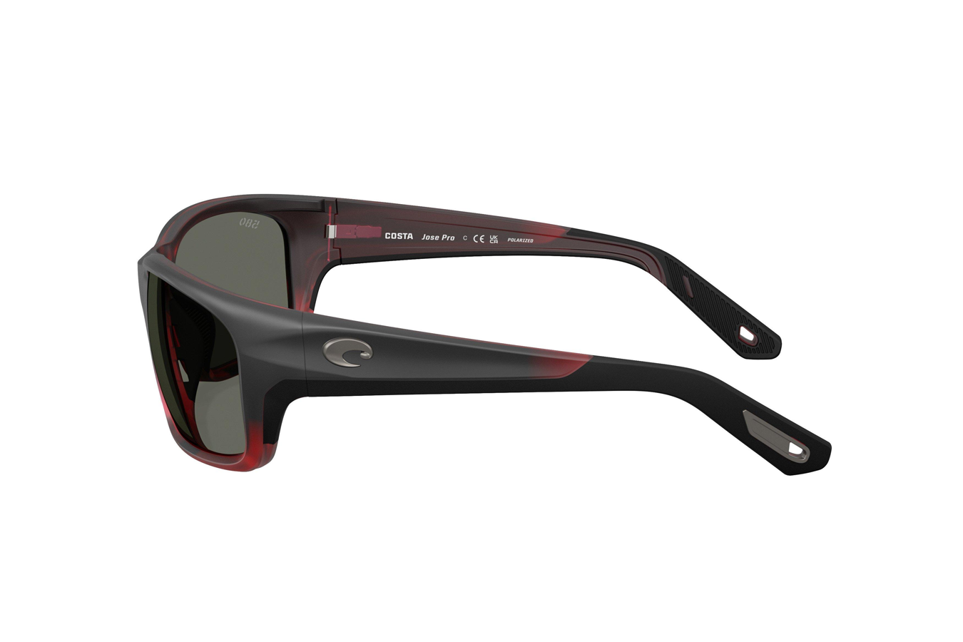 COSTA DEL MAR Jose Pro Sunglasses with Red Sky Frame and Gray Polarized Lenses